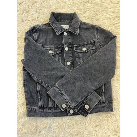 AGOLDE Women’s Black Vivian Cropped Denim Jean Jacket Size XS Distressed - Picture 7 of 11
